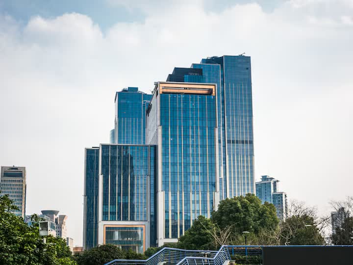 Modern commercial glass office building
